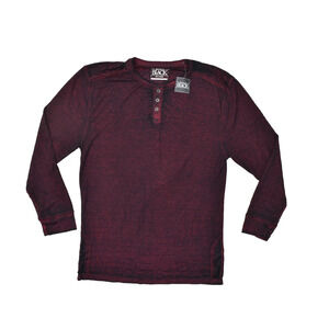Buckle Black Men's Red Black Speckled Henley Shirt Long Sleeve Size XXL NWT